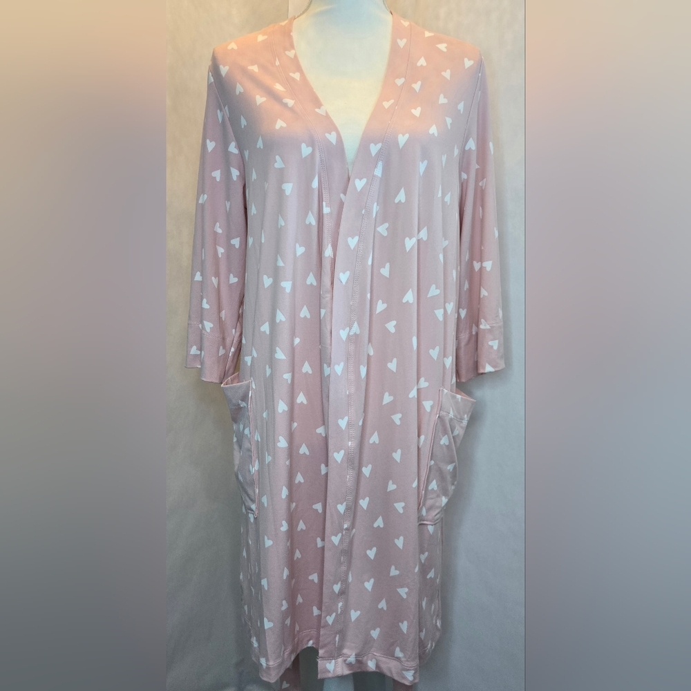 Star & Skye By: Pj Salvage Pink Heart Print Women's Robe - Picture 6 of 12